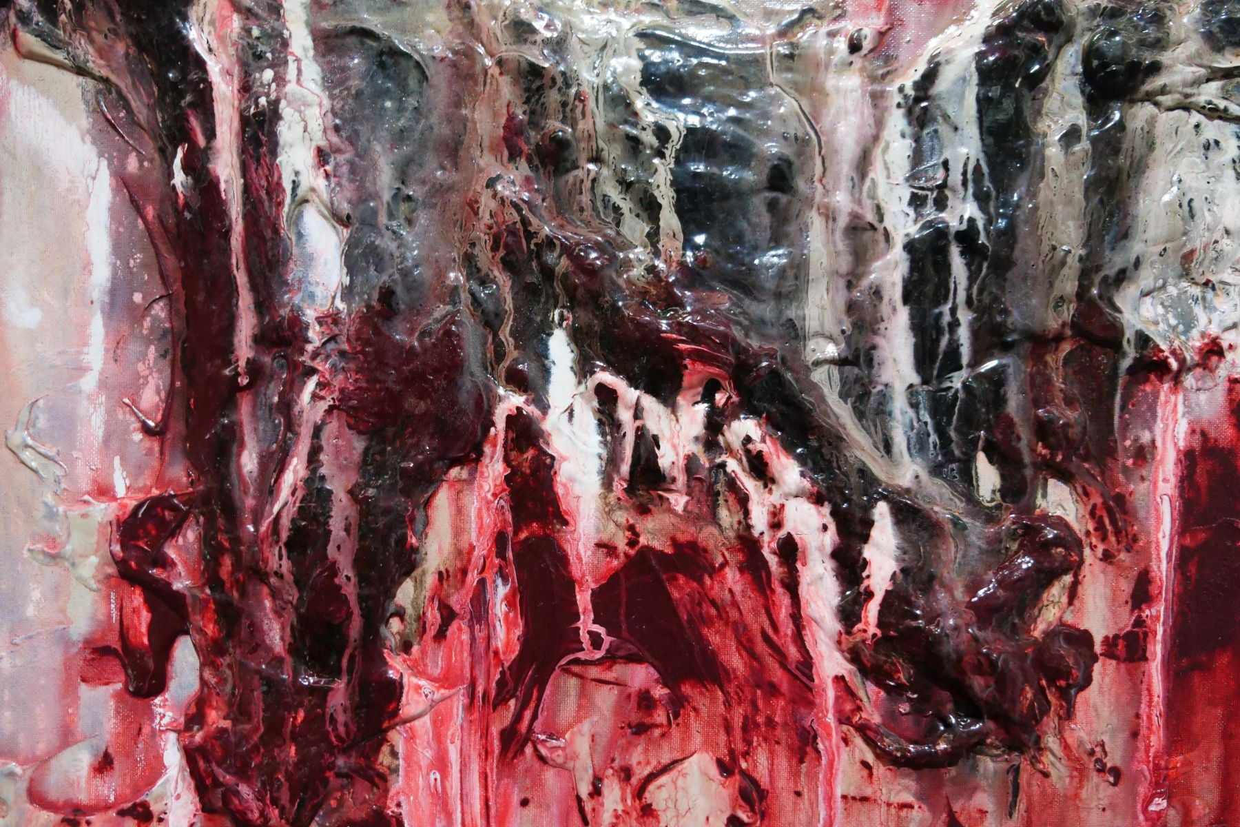Rose 200cm x 80cm Grey Red Textured Abstract Painting-Abstract-[Franko]-[Artist]-[Australia]-[Painting]-Franklin Art Studio