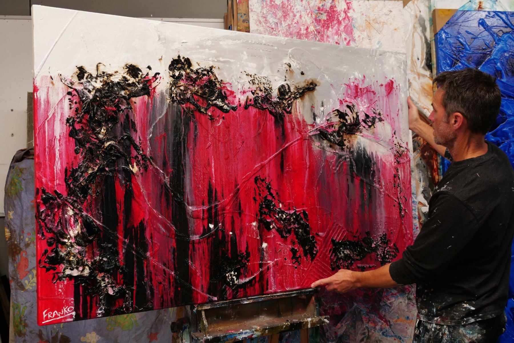 Rubine Class 160cm x 100cm Red Black Pink Textured Abstract Painting (SOLD)-Abstract-Franklin Art Studio-[franko_artist]-[Art]-[interior_design]-Franklin Art Studio