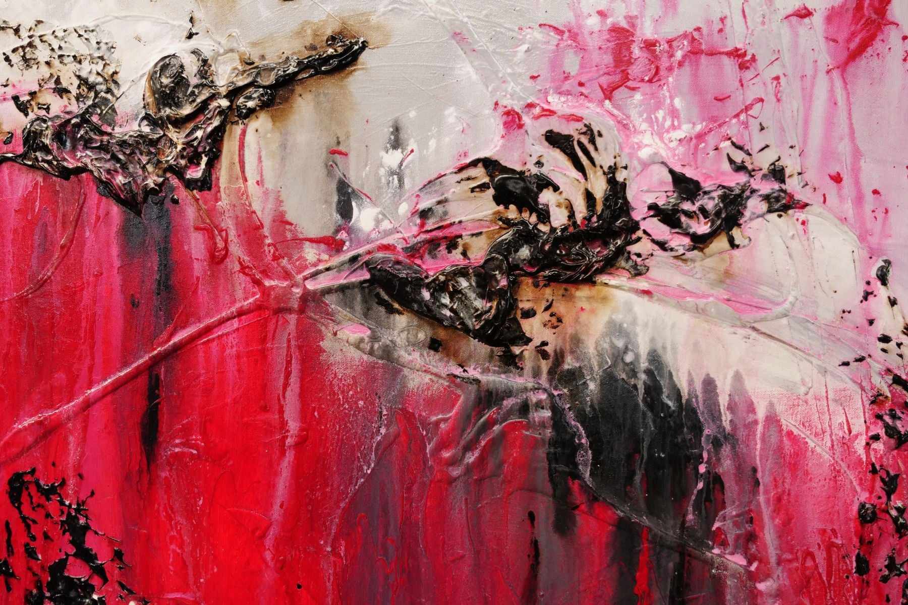 Rubine Class 160cm x 100cm Red Black Pink Textured Abstract Painting (SOLD)