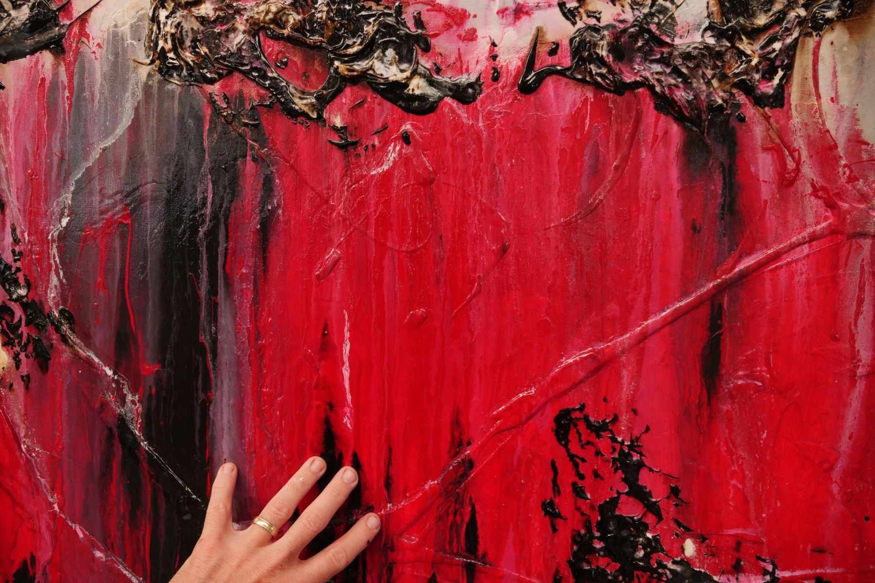 Rubine Class 160cm x 100cm Red Black Pink Textured Abstract Painting (SOLD)-Abstract-[Franko]-[Artist]-[Australia]-[Painting]-Franklin Art Studio