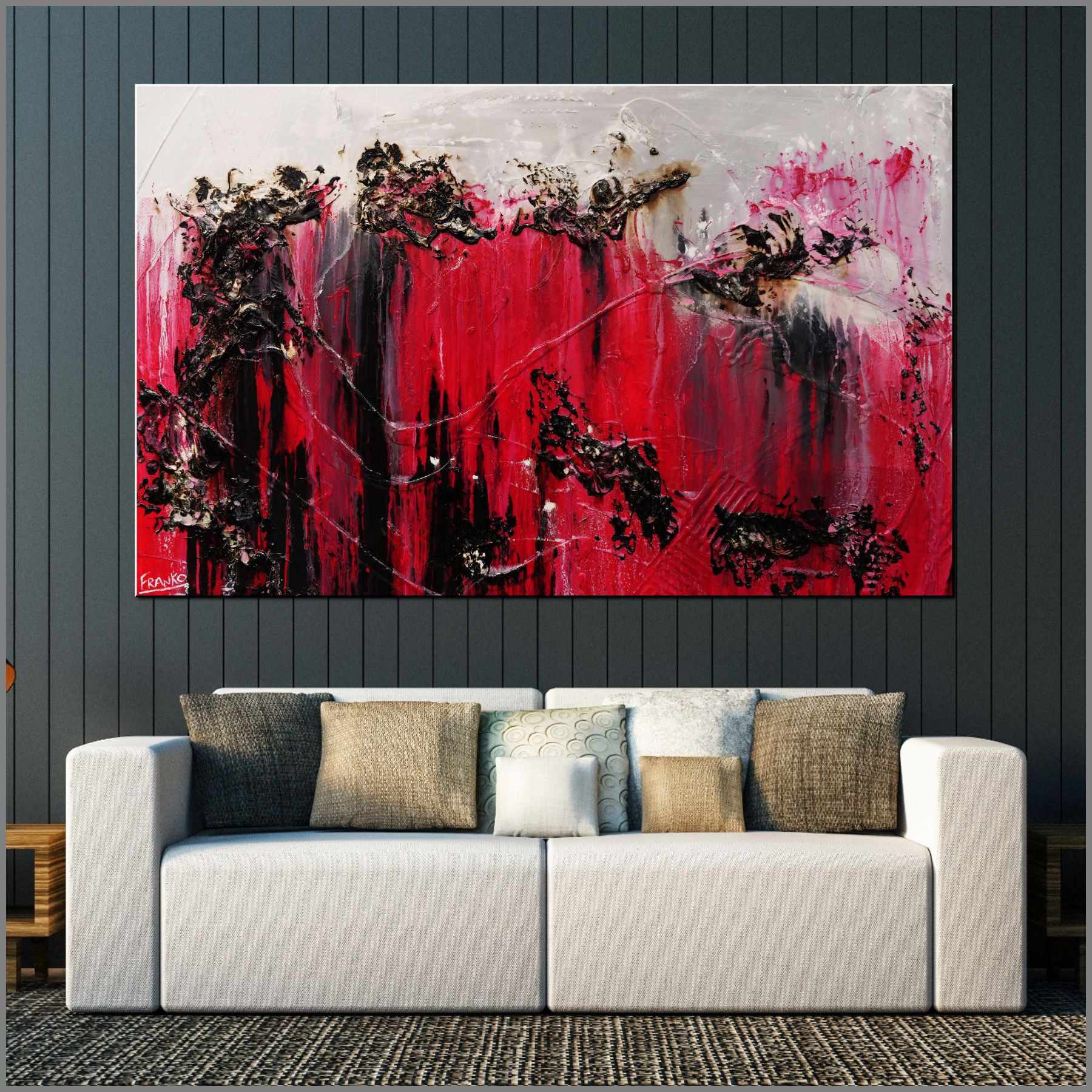 Rubine Class 160cm x 100cm Red Black Pink Textured Abstract Painting (SOLD)-Abstract-Franklin Art Studio-[Franko]-[huge_art]-[Australia]-Franklin Art Studio