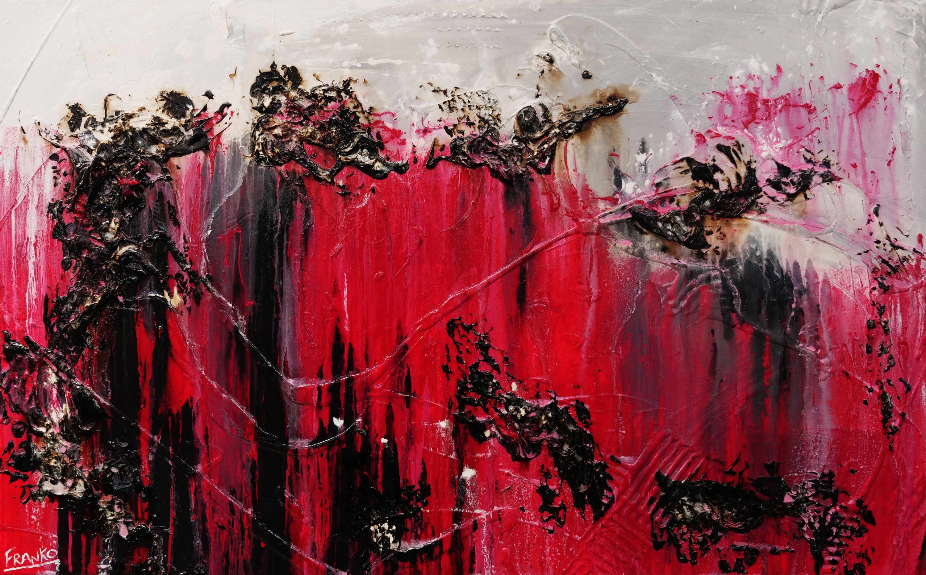 Rubine Class 160cm x 100cm Red Black Pink Textured Abstract Painting (SOLD)-Abstract-Franklin Art Studio-[Franko]-[Australia_Art]-[Art_Lovers_Australia]-Franklin Art Studio