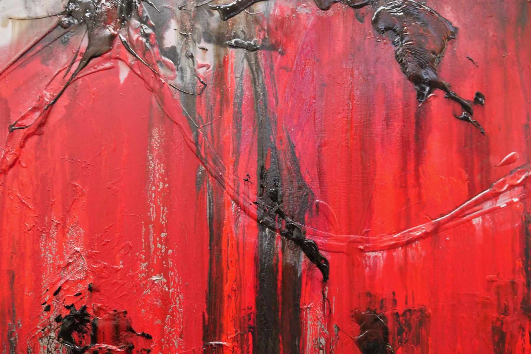 Rubine Steel 160cm x 100cm Red Black Textured Abstract Painting (SOLD)