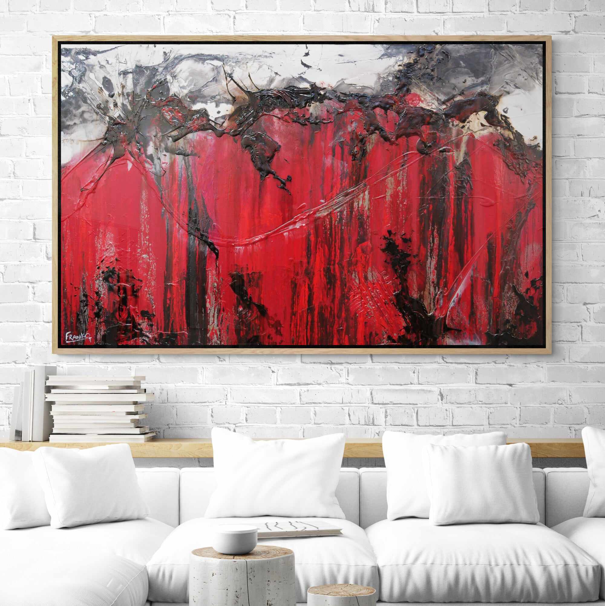 Rubine Steel 160cm x 100cm Red Black Textured Abstract Painting-Abstract-Franko-[Franko]-[huge_art]-[Australia]-Franklin Art Studio