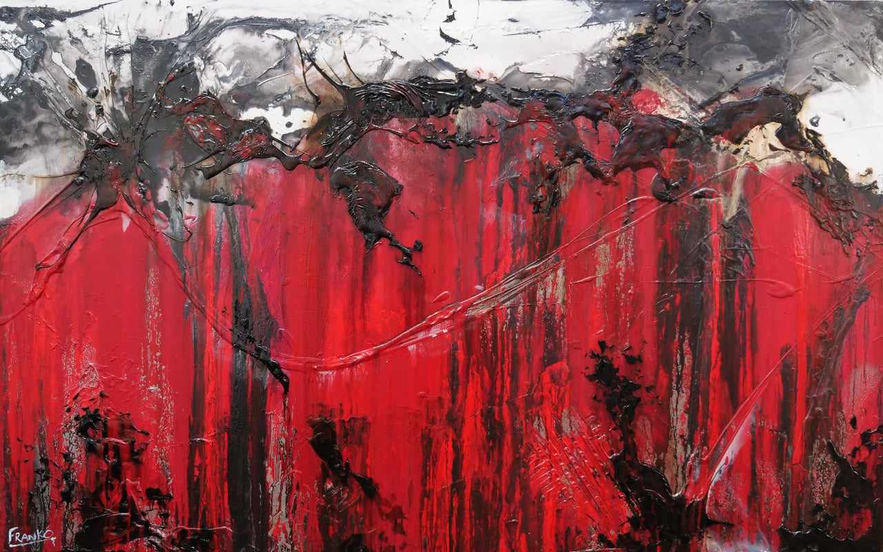 Rubine Steel 160cm x 100cm Red Black Textured Abstract Painting-Abstract-Franko-[Franko]-[Australia_Art]-[Art_Lovers_Australia]-Franklin Art Studio