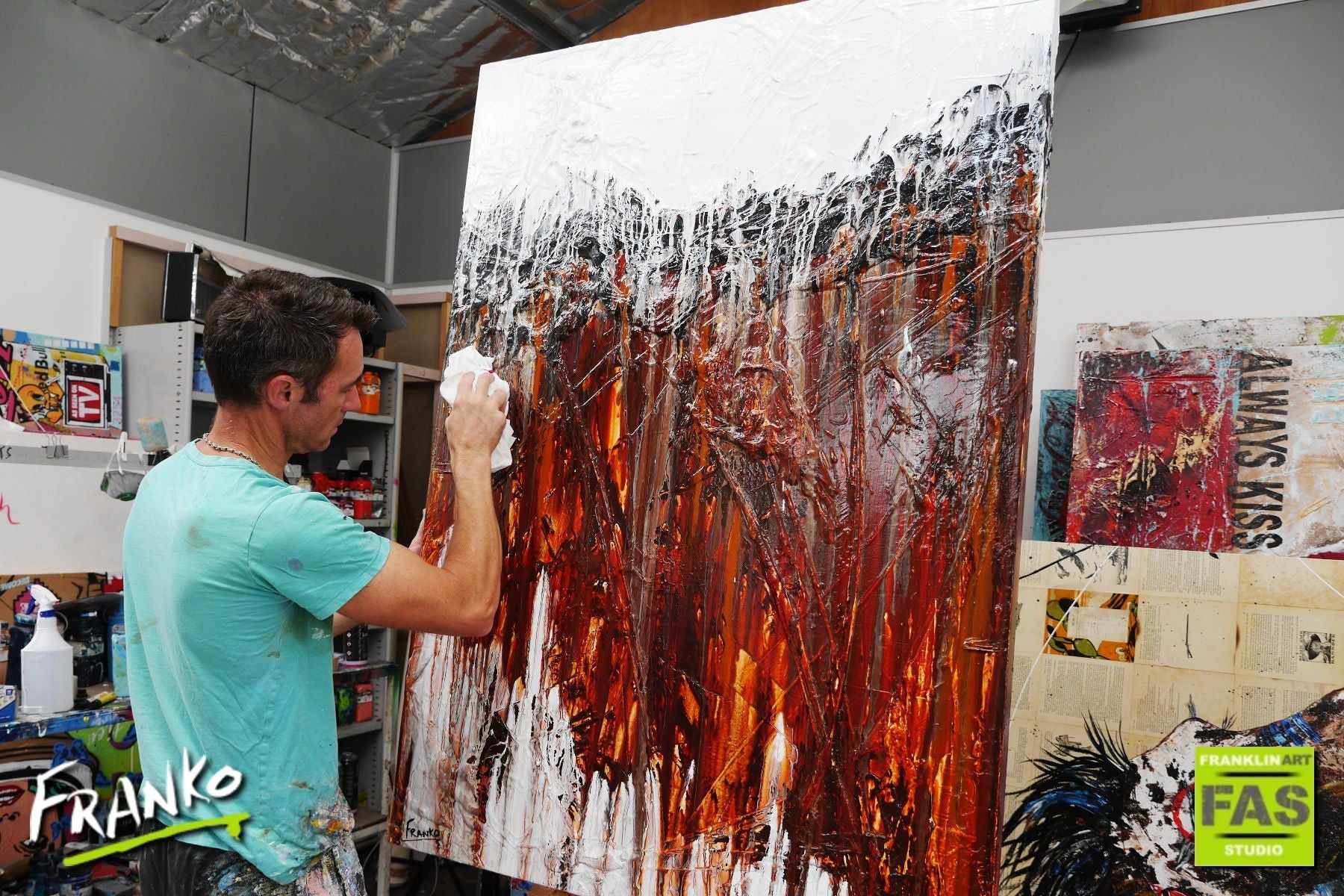 Rust & Lust 140cm x 100cm Brown White Abstract Painting (SOLD)-Abstract-[Franko Artist]-[Gold Coast]-[Brisbane]-[Huge]-Franklin Art Studio