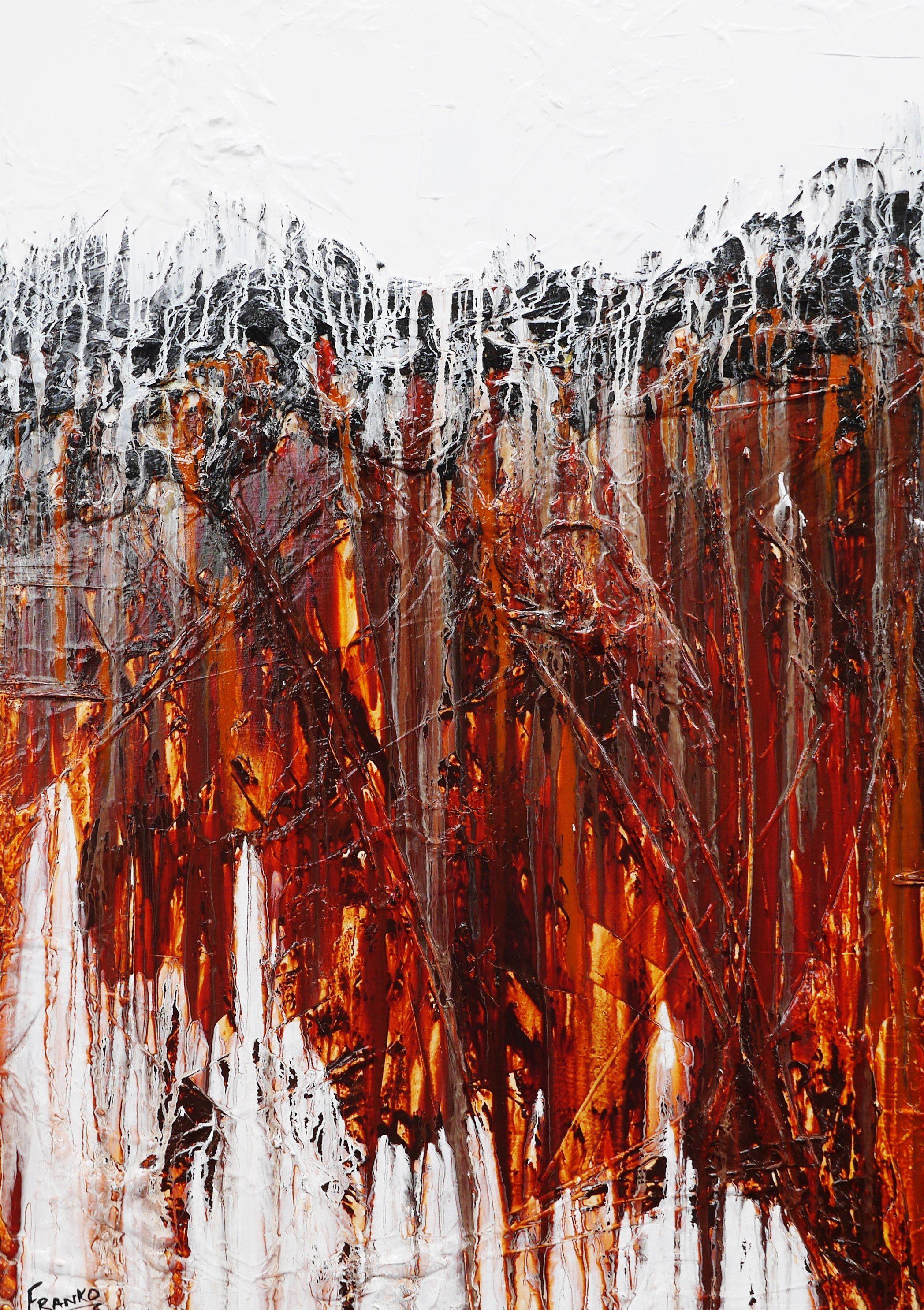 Rust & Lust 140cm x 100cm Brown White Abstract Painting (SOLD)-Abstract-Franko-[Franko]-[Australia_Art]-[Art_Lovers_Australia]-Franklin Art Studio