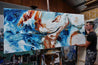 Rust and Azure 240cm x 100cm Blue Oxide Textured Abstract Painting (SOLD)-Abstract-[Franko Artist]-[Gold Coast]-[Brisbane]-[Huge]-Franklin Art Studio