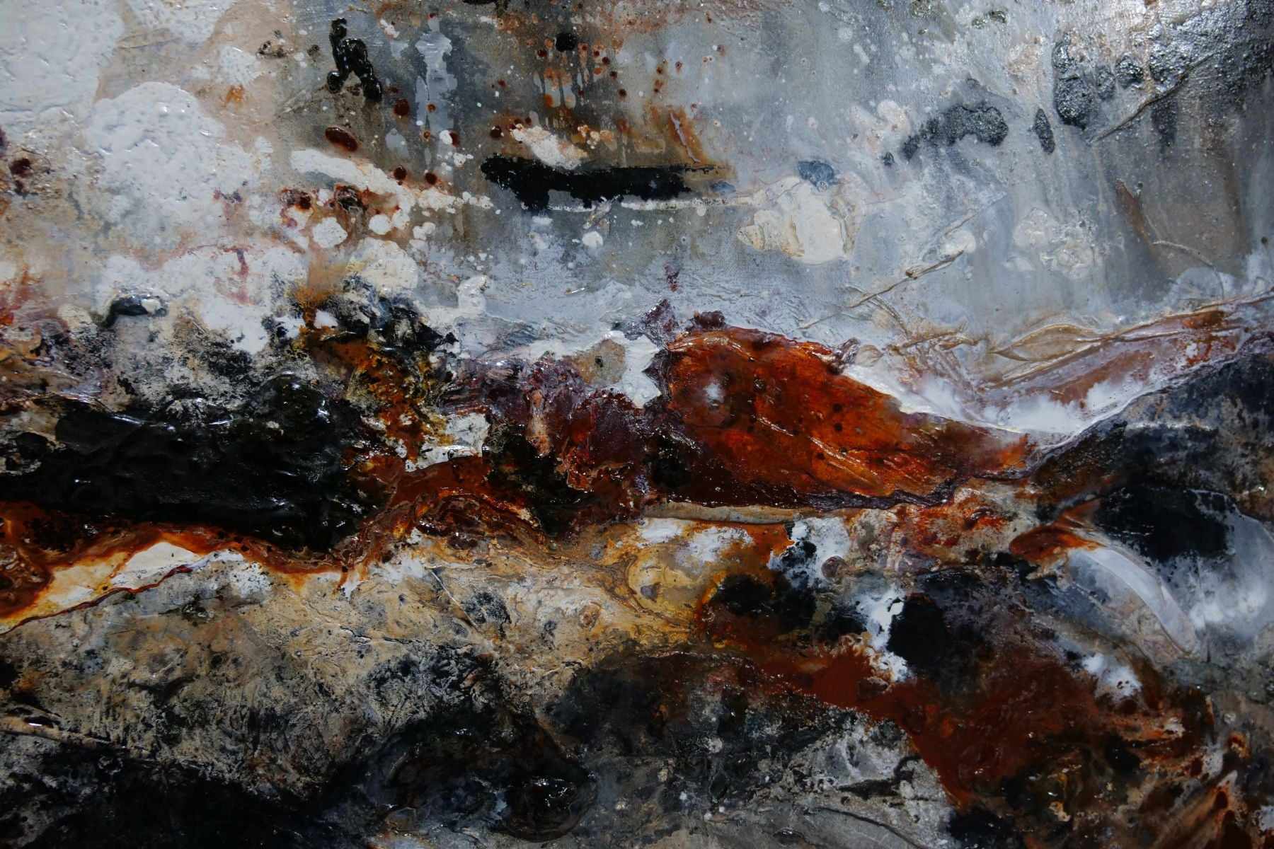 Rust and Pepper 240cm x 100cm Black Brown Textured Abstract Painting (SOLD)