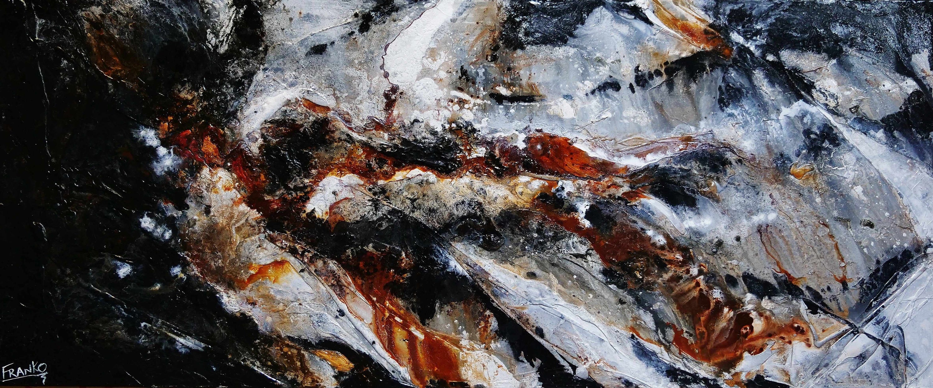 Rust and Pepper 240cm x 100cm Black Brown Textured Abstract Painting (SOLD)-Abstract-Franko-[Franko]-[Australia_Art]-[Art_Lovers_Australia]-Franklin Art Studio