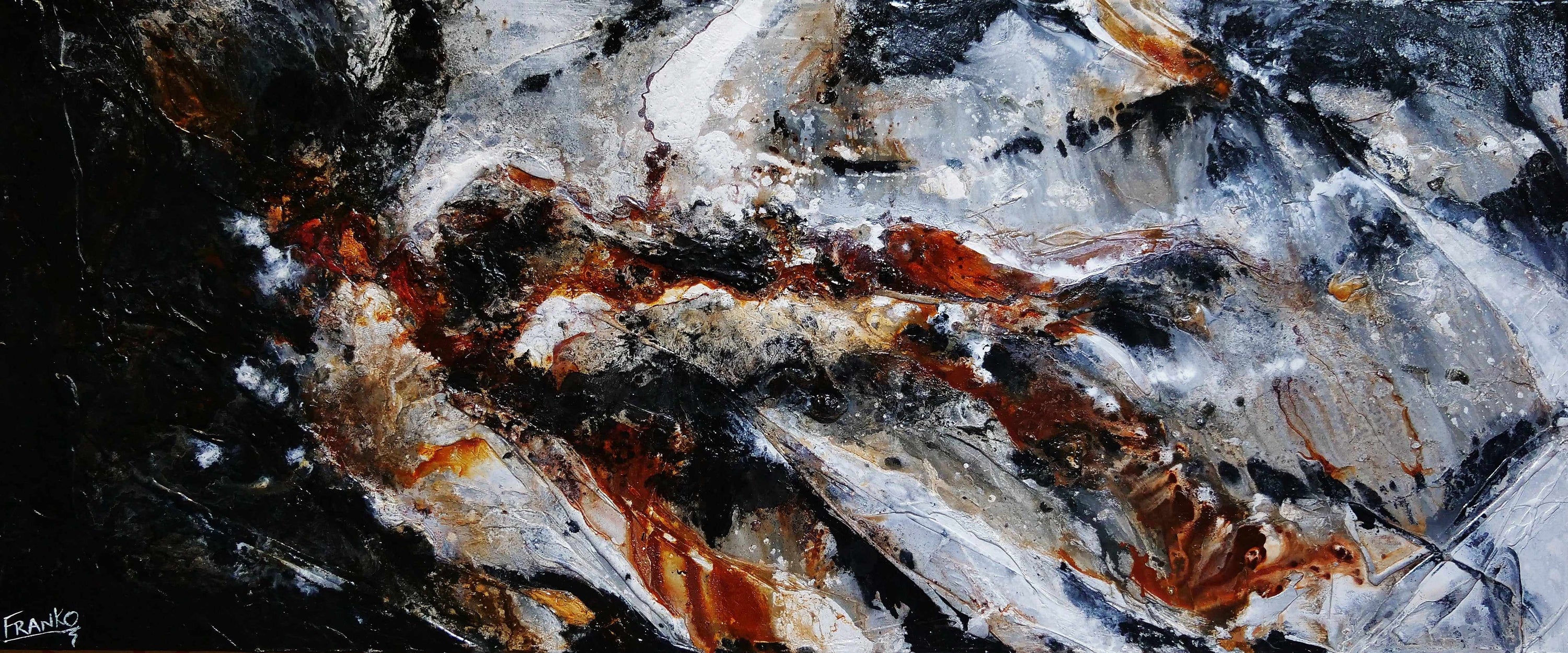 Rust and Pepper 240cm x 100cm Black Brown Textured Abstract Painting (SOLD)-Abstract-[Franko ]-[Gallery]-[popular]-[Australia]-Franklin Art Studio