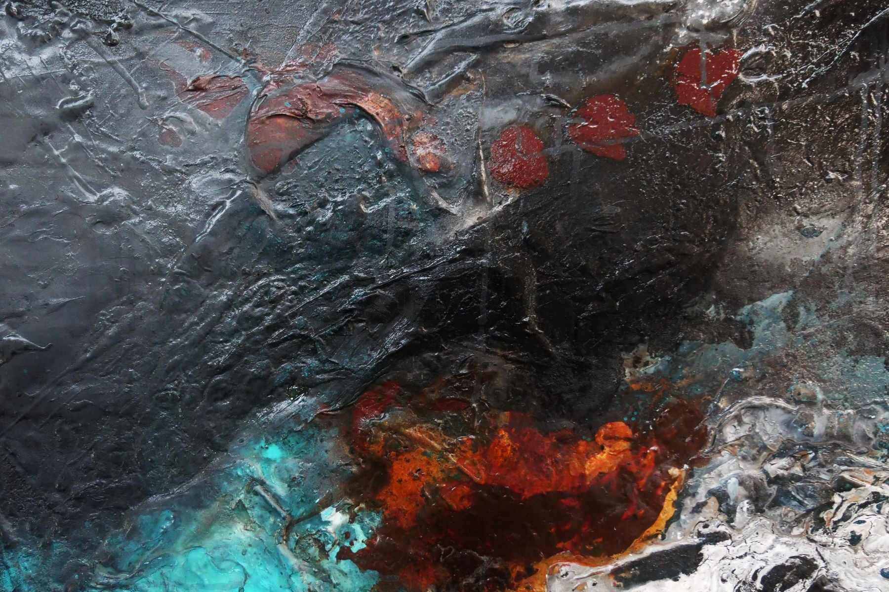 Rusted Aqua 140cm x 100cm Aqua Black Textured Abstract Painting (SOLD)-Abstract-[Franko]-[Artist]-[Australia]-[Painting]-Franklin Art Studio