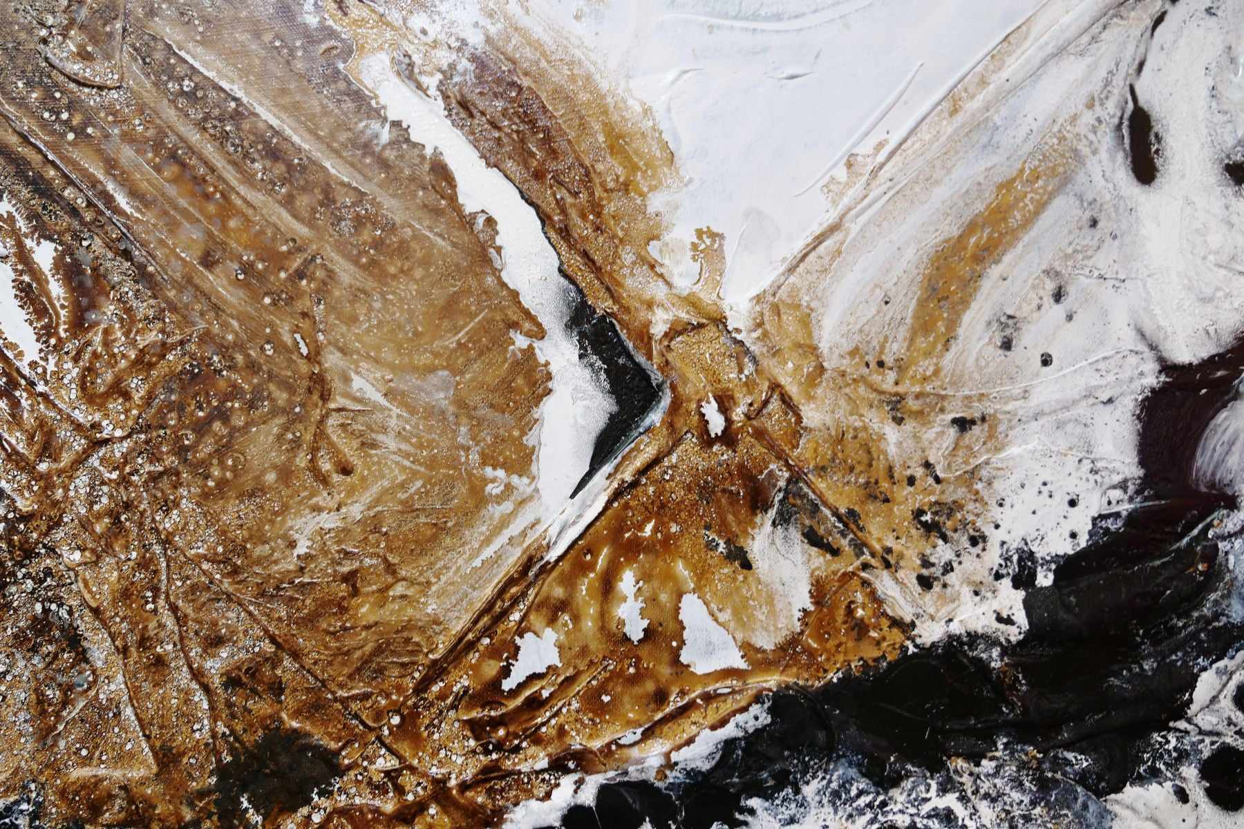 Rusted Black Ice 190cm x 100cm White Rust Black Textured Abstract Painting SOLD
