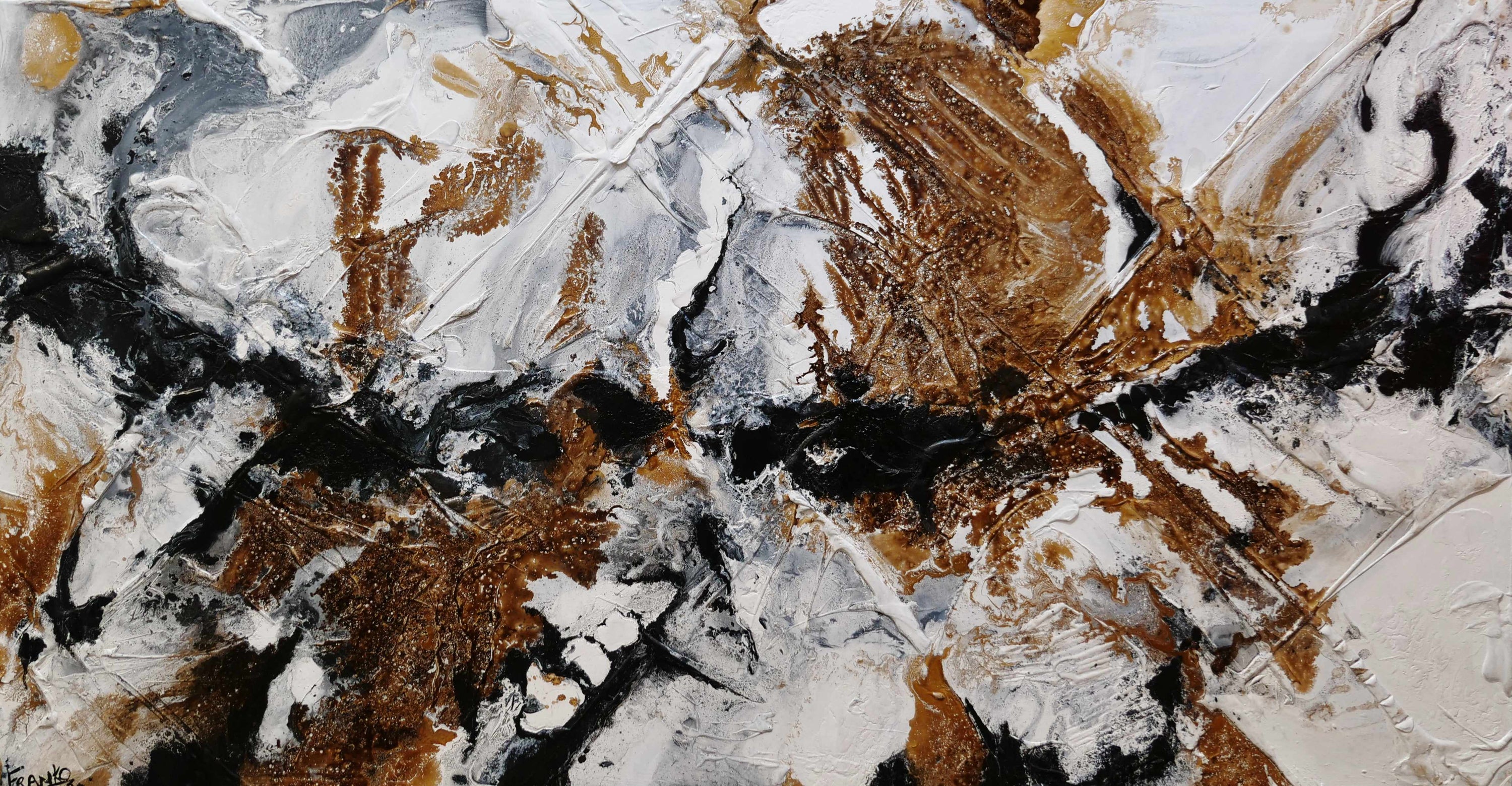 Rusted Black Ice 190cm x 100cm White Rust Black Textured Abstract Painting SOLD-Abstract-Franko-[Franko]-[Australia_Art]-[Art_Lovers_Australia]-Franklin Art Studio