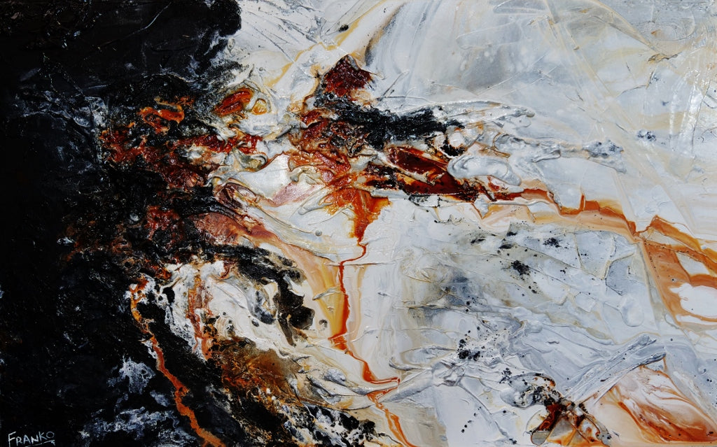 Rusted Class 160cm x 100cm Black White Brown Textured Abstract Painting (SOLD)-Abstract-Franko-[Franko]-[Australia_Art]-[Art_Lovers_Australia]-Franklin Art Studio