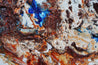 Rusted Coast 150cm x 150cm Blue Orange Textured Abstract Painting (SOLD)-Abstract-[Franko]-[Artist]-[Australia]-[Painting]-Franklin Art Studio