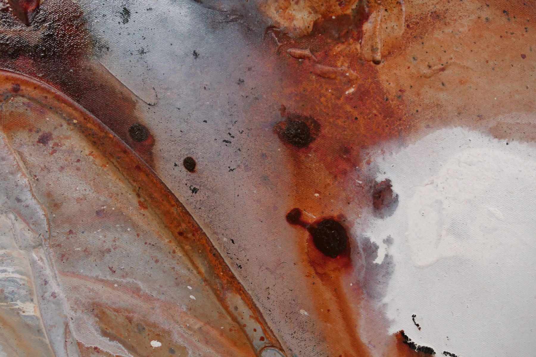Rusted Granite 240cm x 100cm Rust White Black Textured Abstract Painting (SOLD)