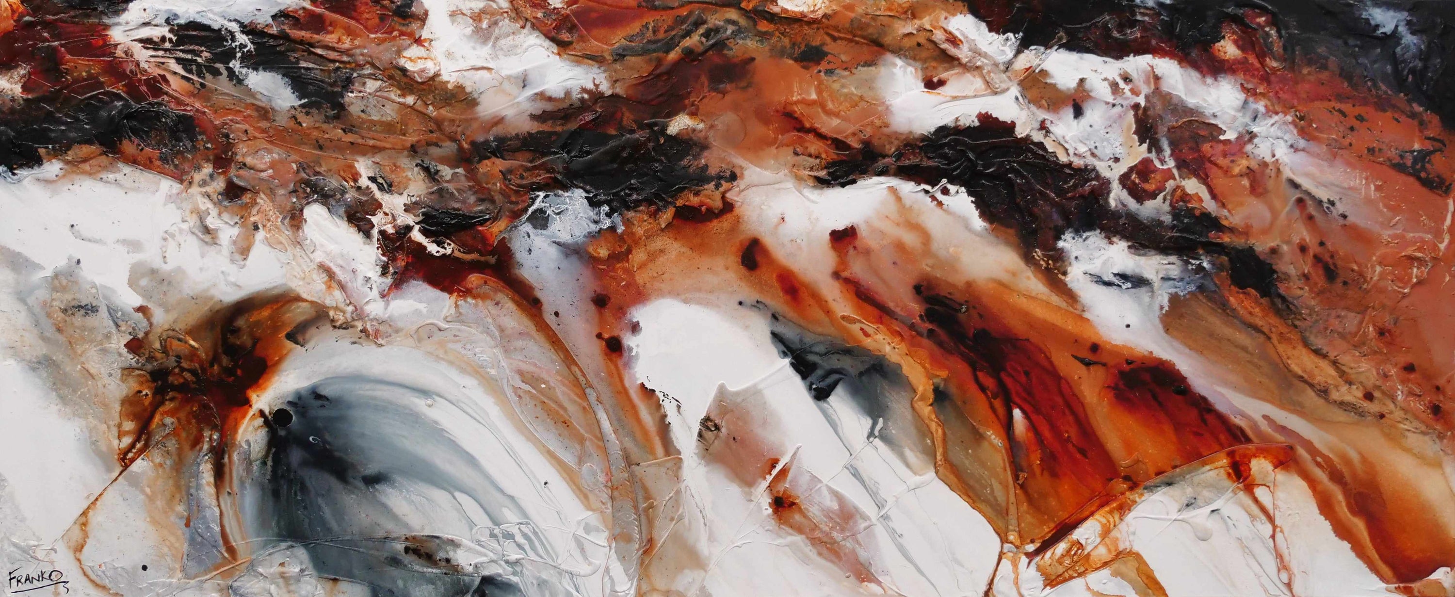 Rusted Granite 240cm x 100cm Rust White Black Textured Abstract Painting (SOLD)-Abstract-[Franko ]-[Gallery]-[popular]-[Australia]-Franklin Art Studio
