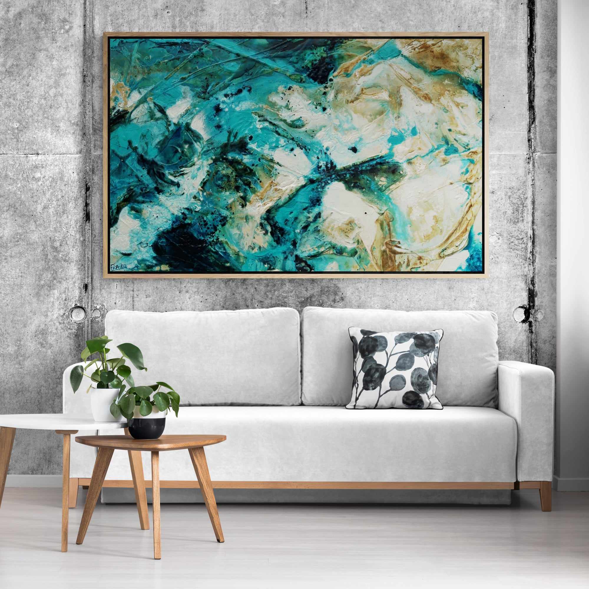 Rusted Honey 160cm x 100cm Teal Rust Textured Abstract Painting-Abstract-[Franko]-[Australian]-[Popular]-[Best Selling]-Franklin Art Studio