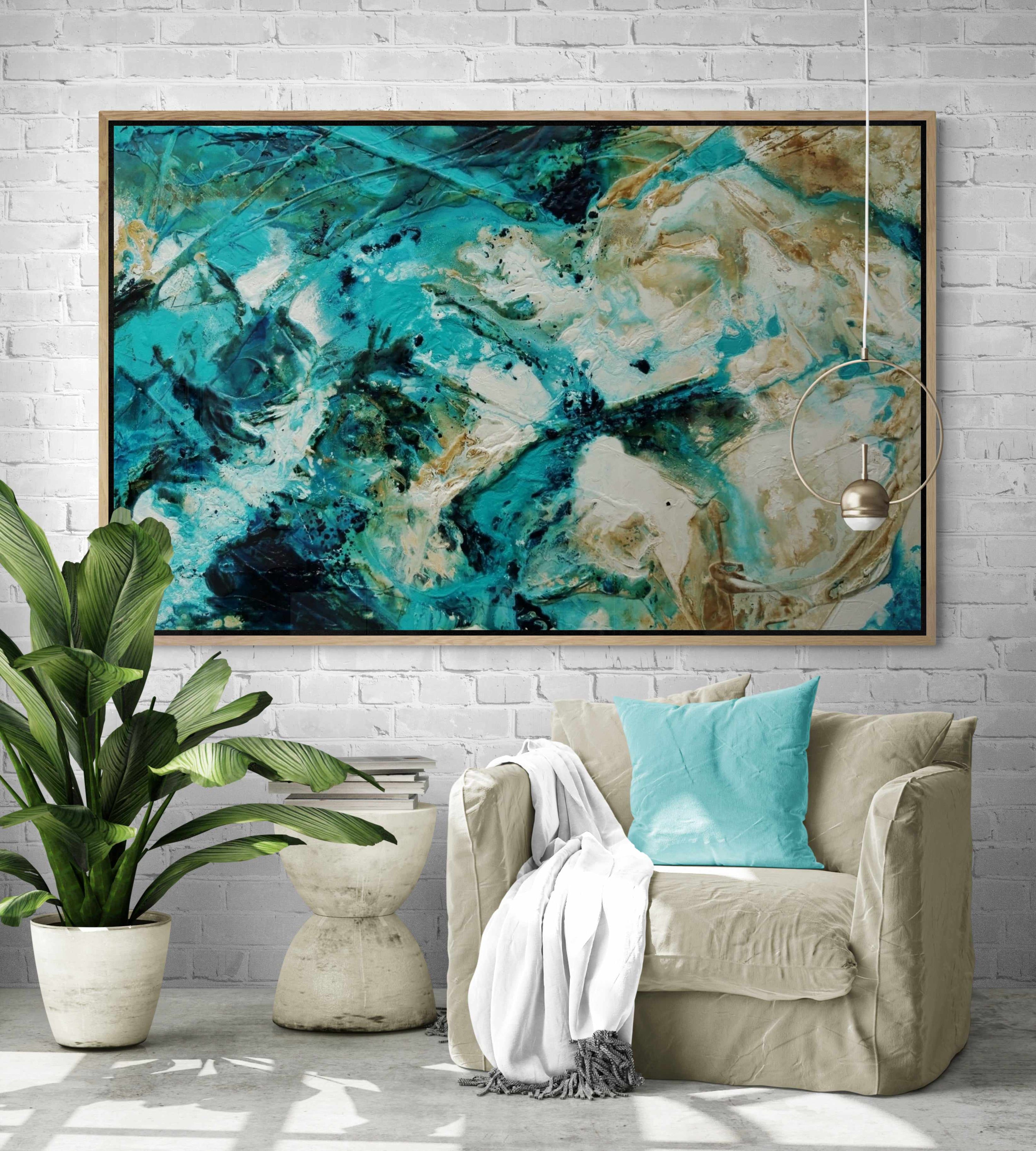 Rusted Honey 160cm x 100cm Teal Rust Textured Abstract Painting-Abstract-Franko-[huge]-[Australian]-[best Selling]-Franklin Art Studio