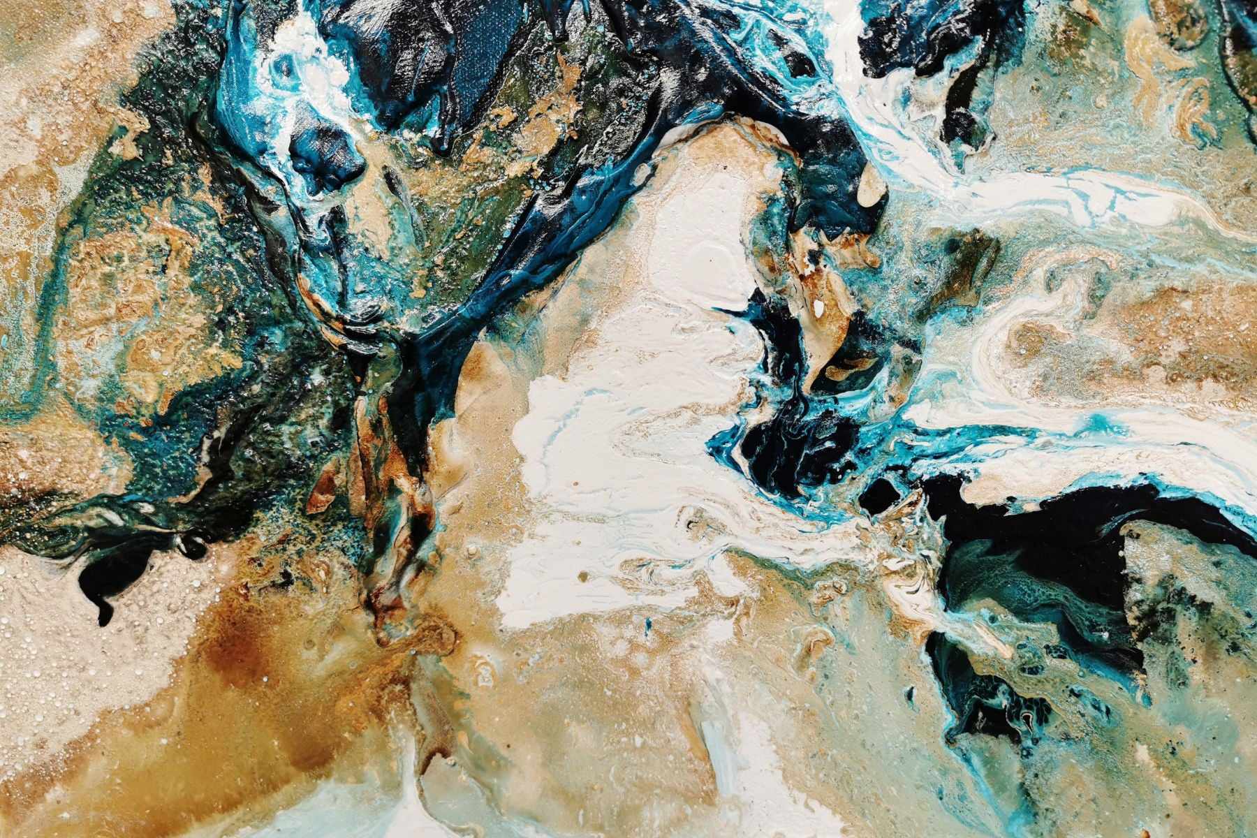 Rusted Honey Coast 240cm x 120cm Teal Cream Textured Abstract Painting (SOLD)