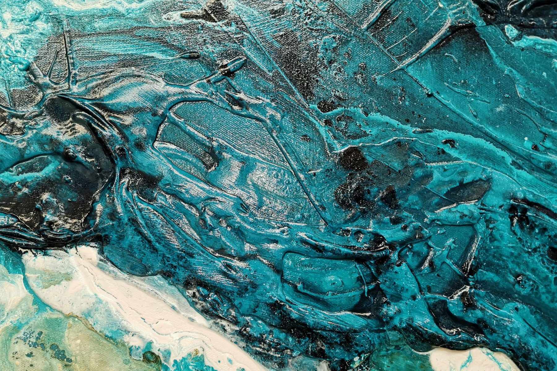 Rusted Honey Coast 240cm x 120cm Teal Cream Textured Abstract Painting (SOLD)