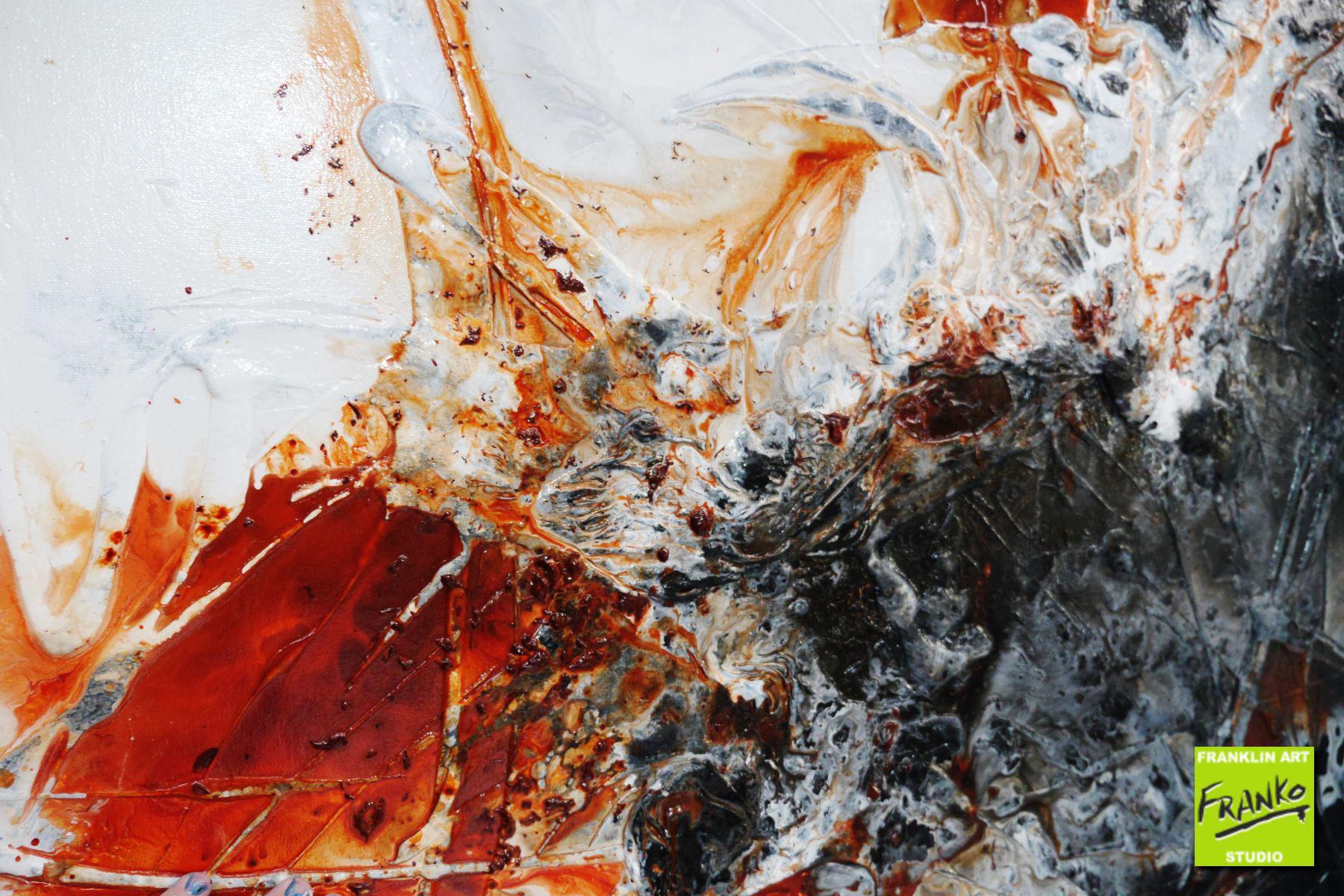 Rusted Infusion 190cm x 100cm Red Oxide White Black Textured Abstract Painting (SOLD)