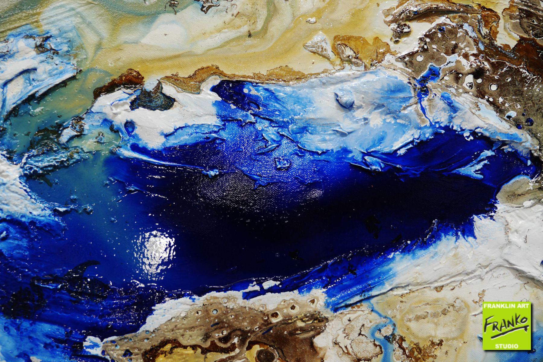 Rusted Lake 200cm x 80cm White Brown Blue Textured Abstract Painting (SOLD)-Abstract-[Franko]-[Artist]-[Australia]-[Painting]-Franklin Art Studio