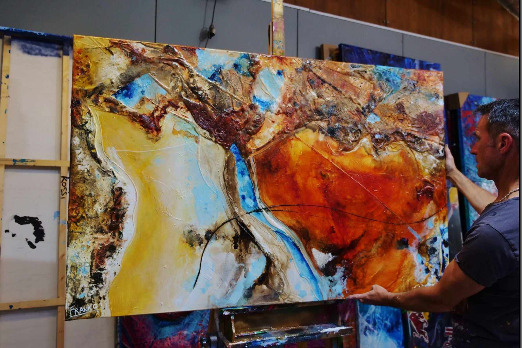 Rusted Landscape 160cm x 100cm Sienna Textured Abstract Painting (SOLD)-Abstract-[Franko Artist]-[Gold Coast]-[Brisbane]-[Huge]-Franklin Art Studio