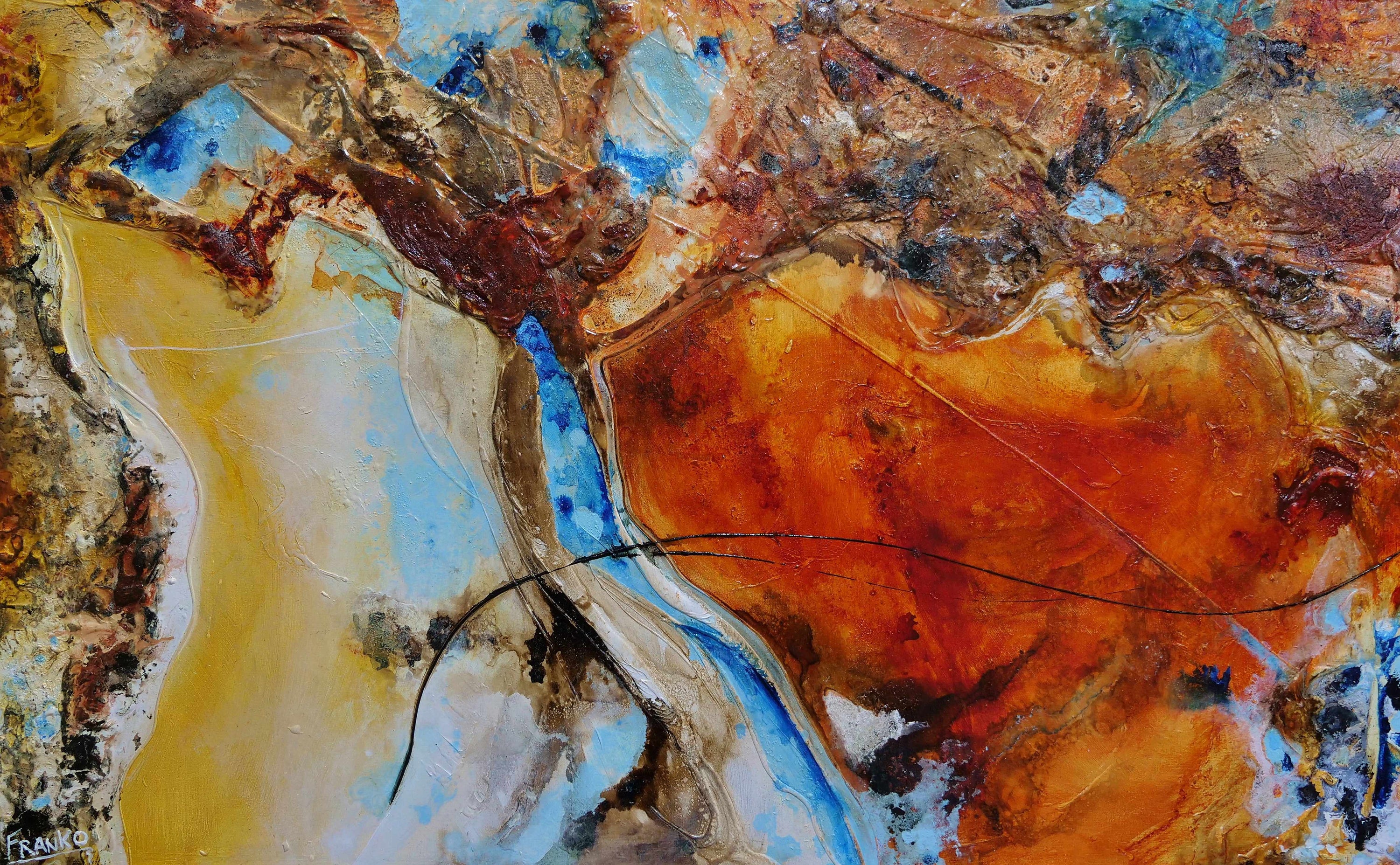 Rusted Landscape 160cm x 100cm Sienna Textured Abstract Painting (SOLD)-Abstract-[Franko ]-[Gallery]-[popular]-[Australia]-Franklin Art Studio