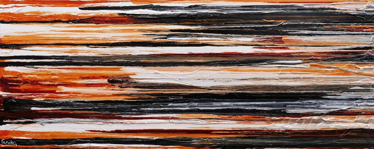 Rusted Landscape 200cm x 80cm Black White Brown Textured Abstract Painting-Abstract-Franko-[Franko]-[Australia_Art]-[Art_Lovers_Australia]-Franklin Art Studio