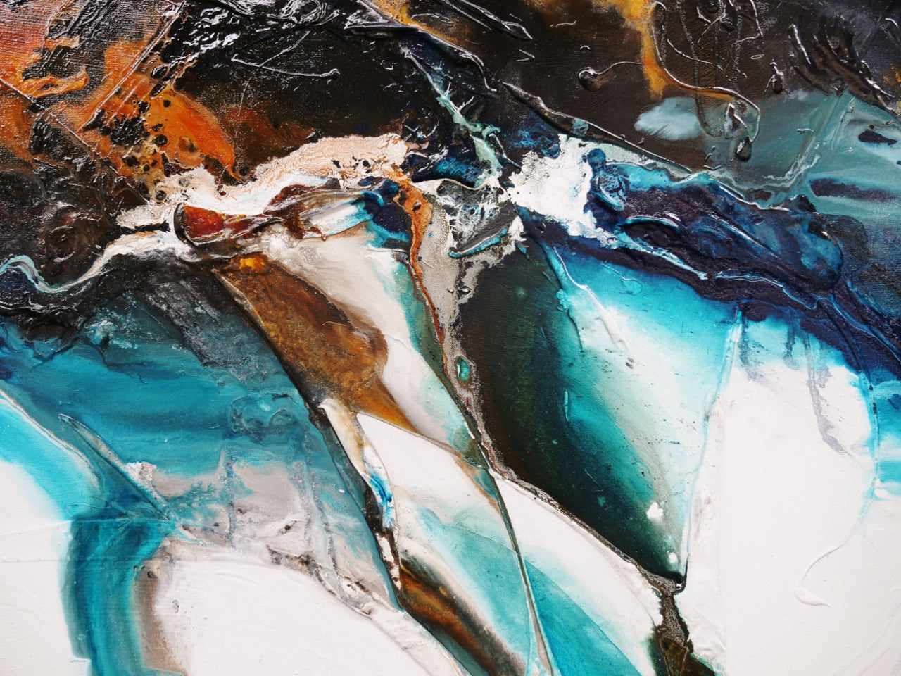 Rusted Motion 200cm x 80cm White Black Teal Textured Abstract Painting (SOLD)