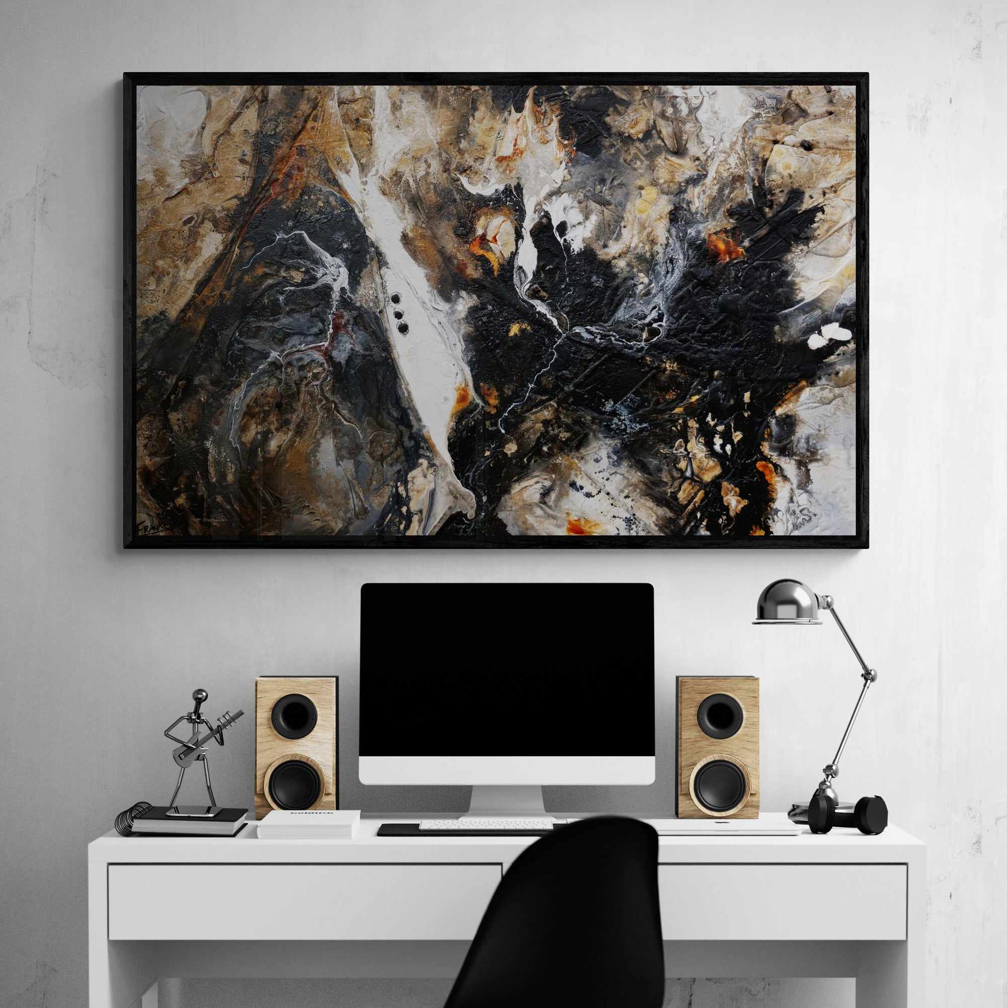 Rusted Nero 160cm x 100cm Brown Black Textured Abstract Painting-Abstract-[Franko]-[Artist]-[Australia]-[Painting]-Franklin Art Studio