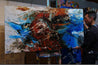 Rusted Overland 190cm x 100cm Blue Orange Textured Abstract Painting (SOLD)-Abstract-[Franko Artist]-[Gold Coast]-[Brisbane]-[Huge]-Franklin Art Studio