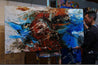 Rusted Overland 190cm x 100cm Blue Orange Textured Abstract Painting (SOLD)-Abstract-Franko-[franko_artist]-[Art]-[interior_design]-Franklin Art Studio