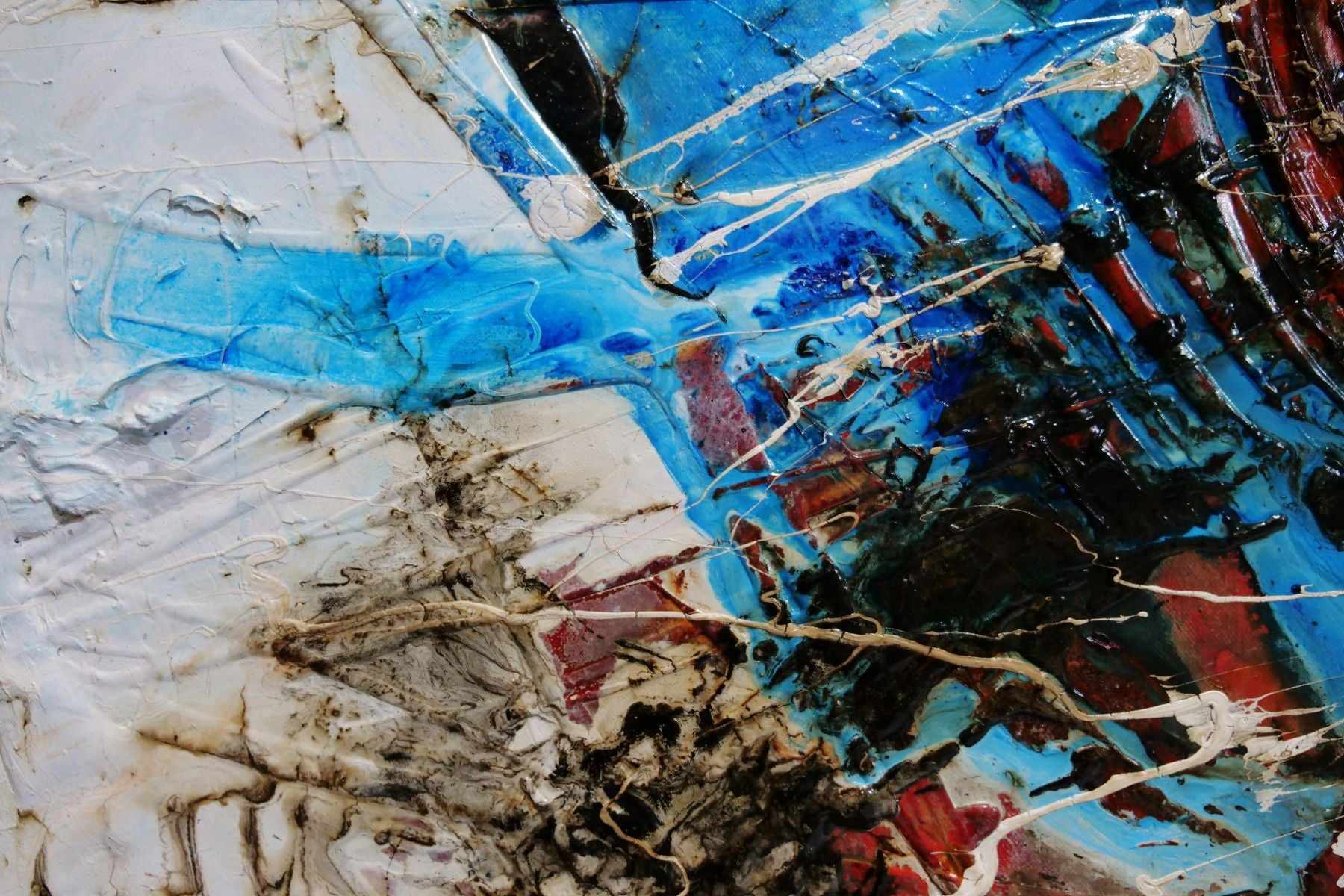 Rusted Overland 190cm x 100cm Blue Orange Textured Abstract Painting (SOLD)