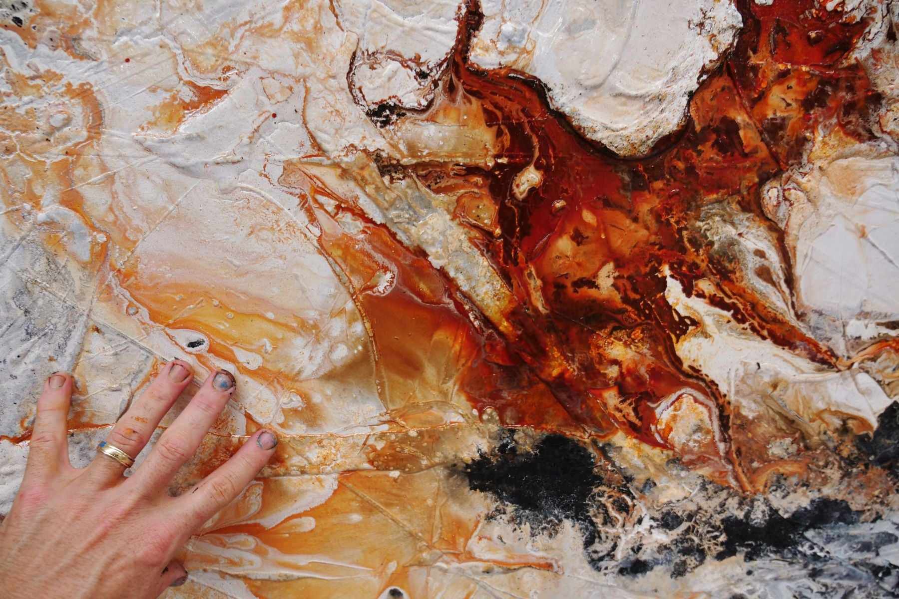 Rusted Oxide 250cm x 150cm Black Brown White Textured Abstract Painting (SOLD)