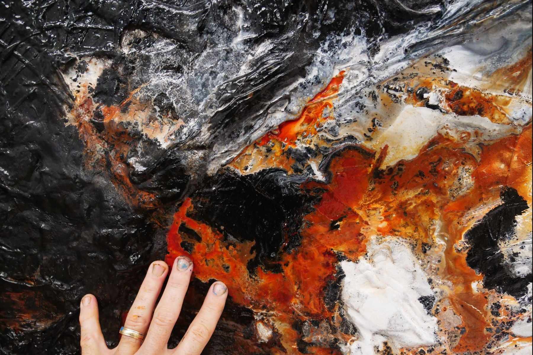 Rusted Oxide 250cm x 150cm Black Brown White Textured Abstract Painting (SOLD)