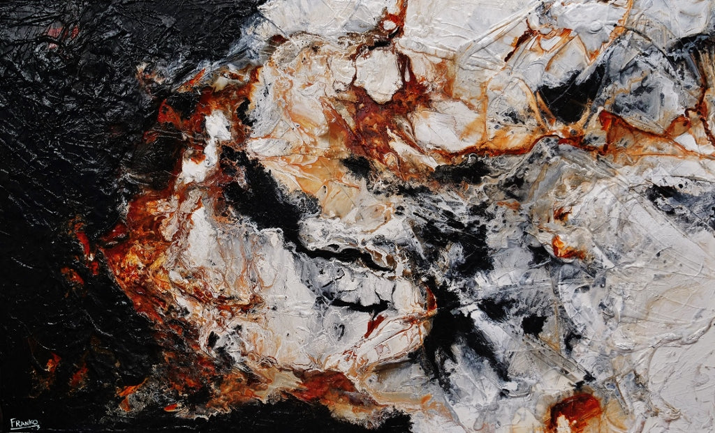 Rusted Oxide 250cm x 150cm Black Brown White Textured Abstract Painting (SOLD)-Abstract-Franko-[Franko]-[Australia_Art]-[Art_Lovers_Australia]-Franklin Art Studio