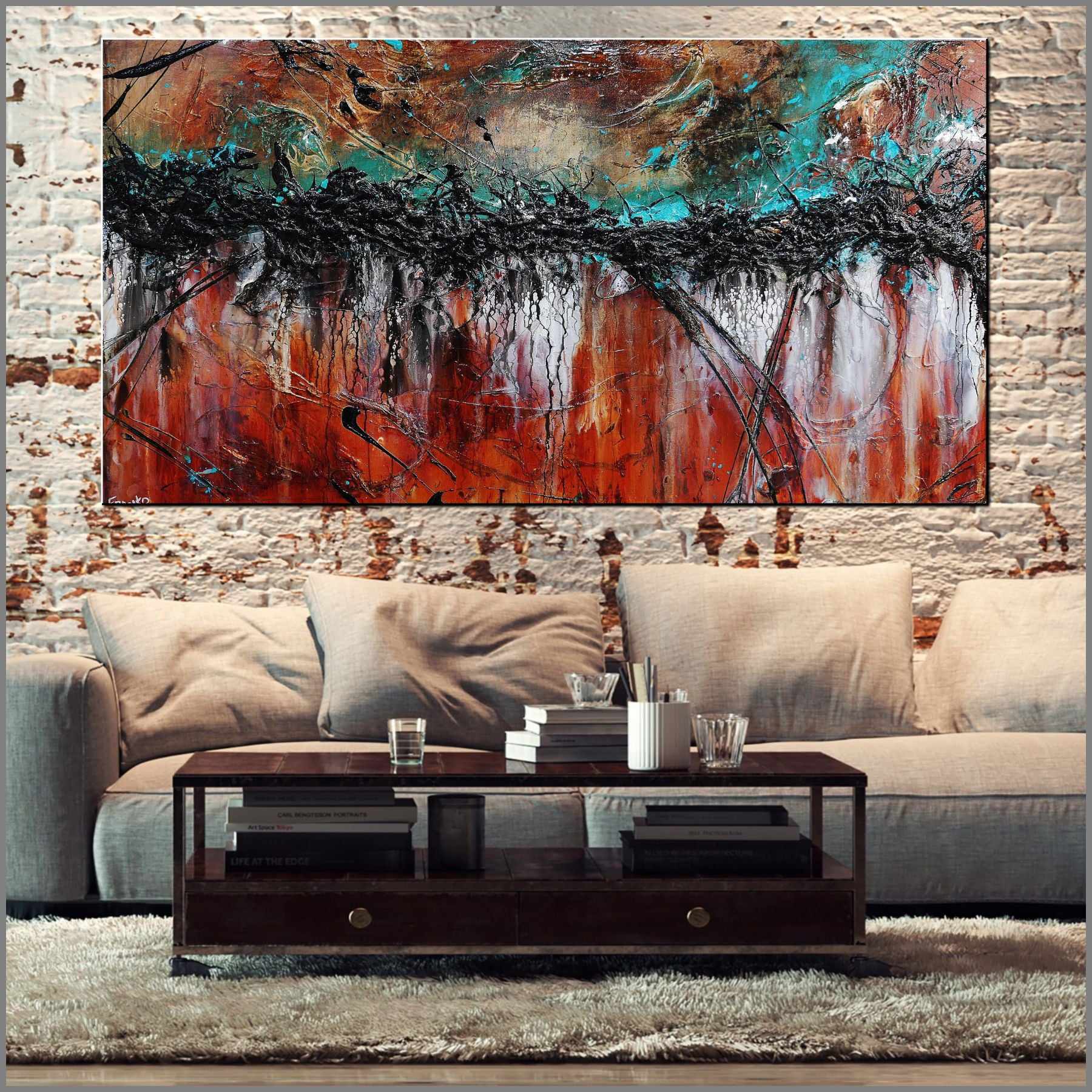 Rusted Rogue 190cm x 100cm Brown Textured Abstract Painting (SOLD)-Abstract-Franko-[Franko]-[huge_art]-[Australia]-Franklin Art Studio