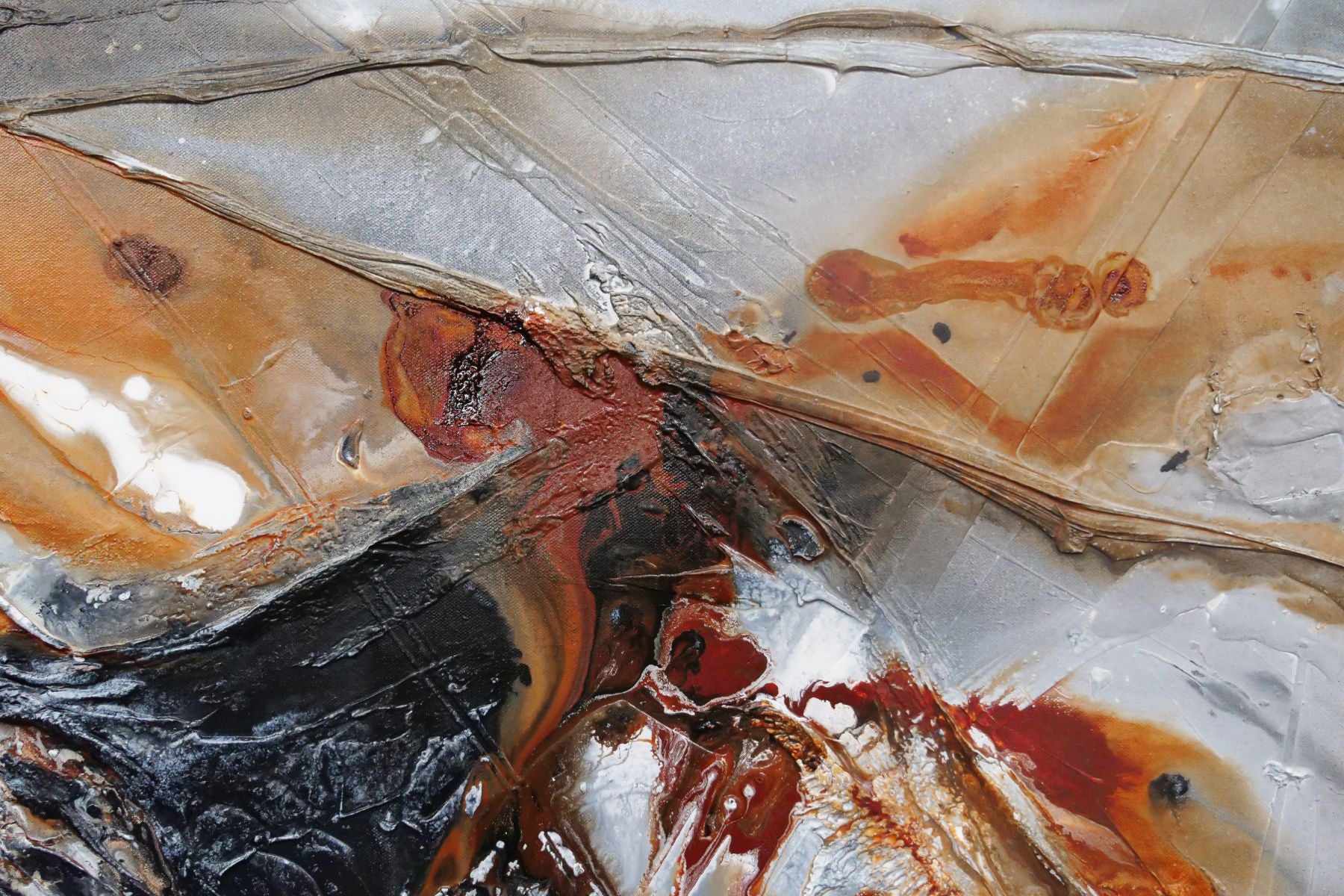 Rusted Sugar 160cm x 100cm Black Grey Rust Textured Abstract Painting (SOLD)