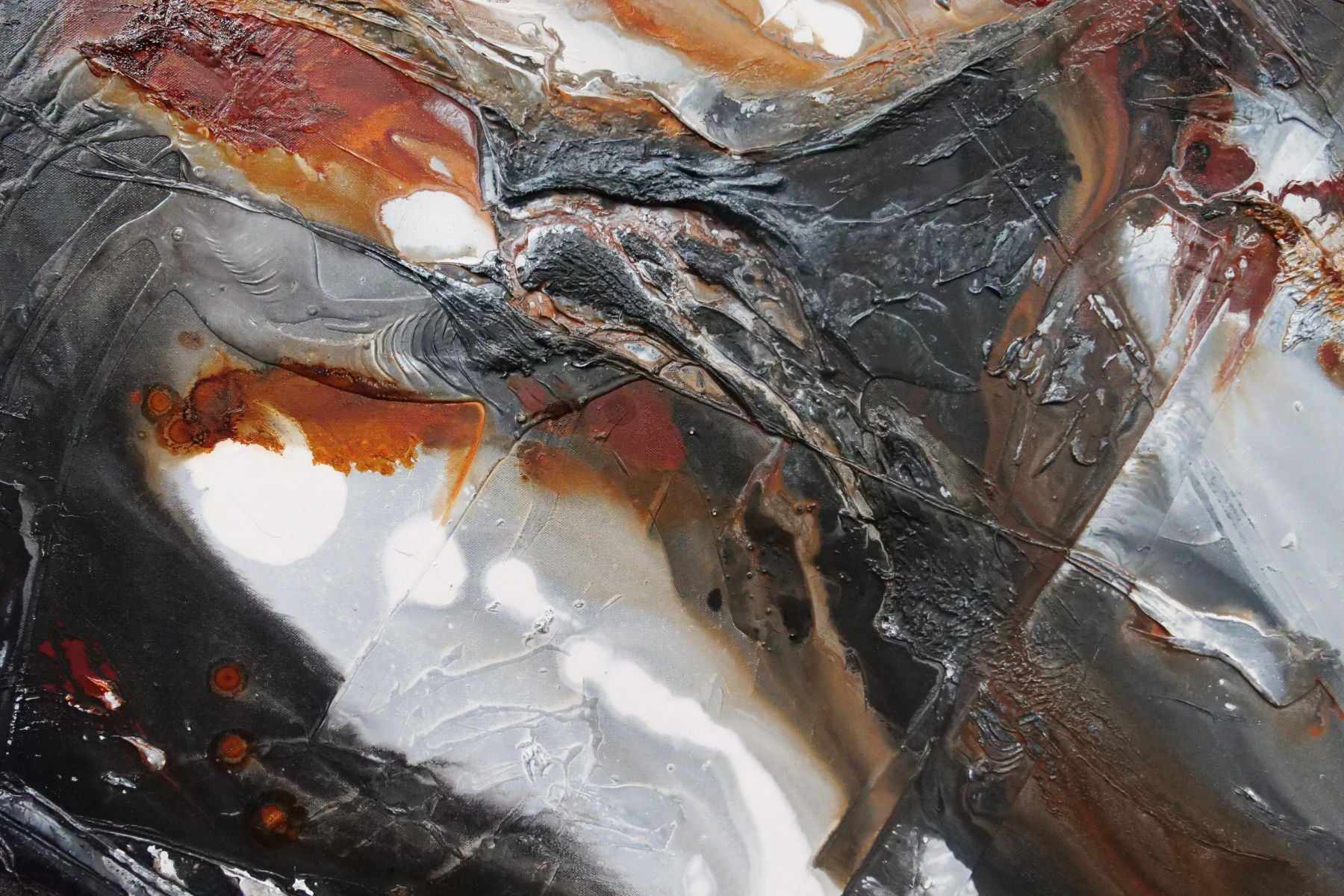 Rusted Sugar 160cm x 100cm Black Grey Rust Textured Abstract Painting (SOLD)