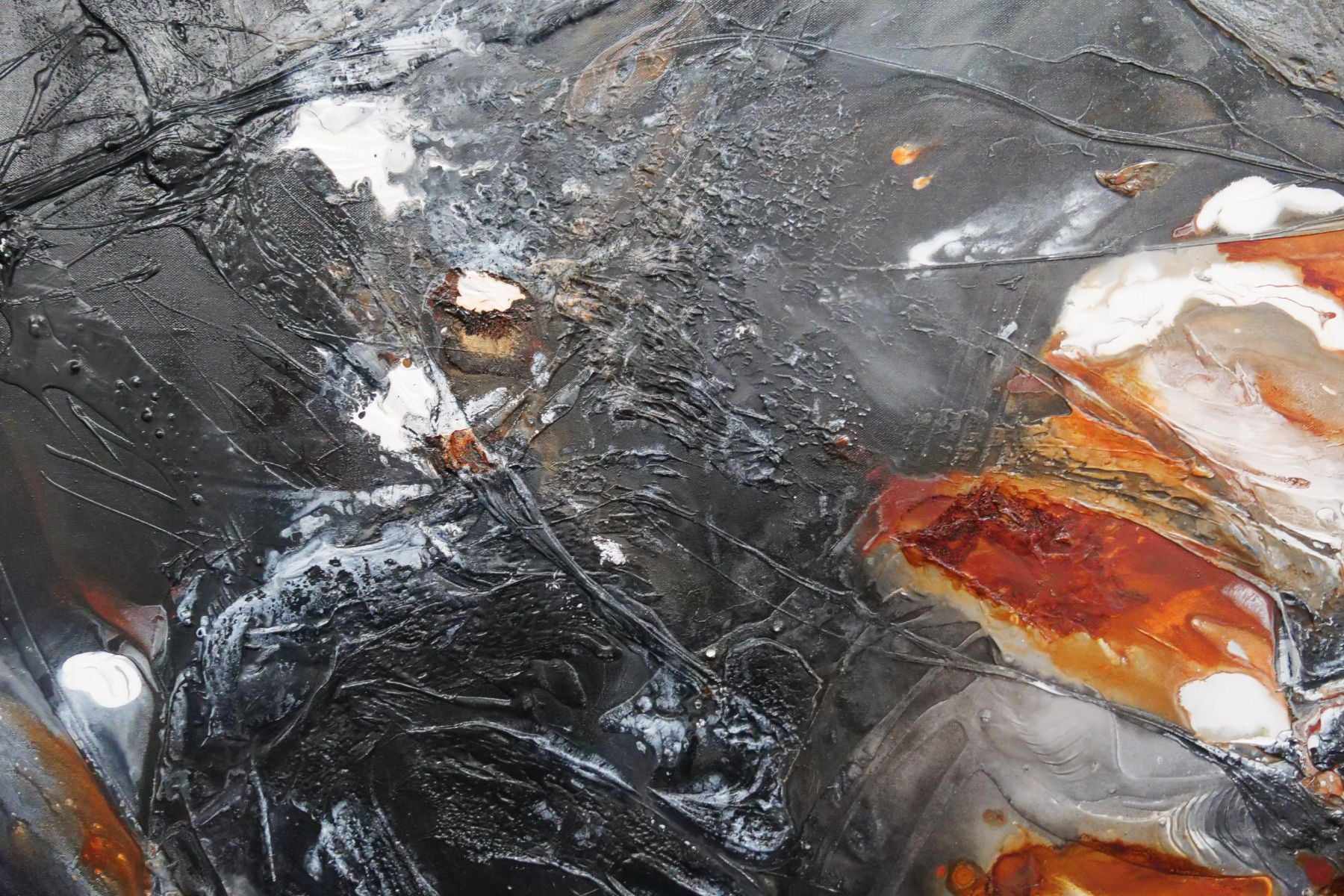 Rusted Sugar 160cm x 100cm Black Grey Rust Textured Abstract Painting (SOLD)