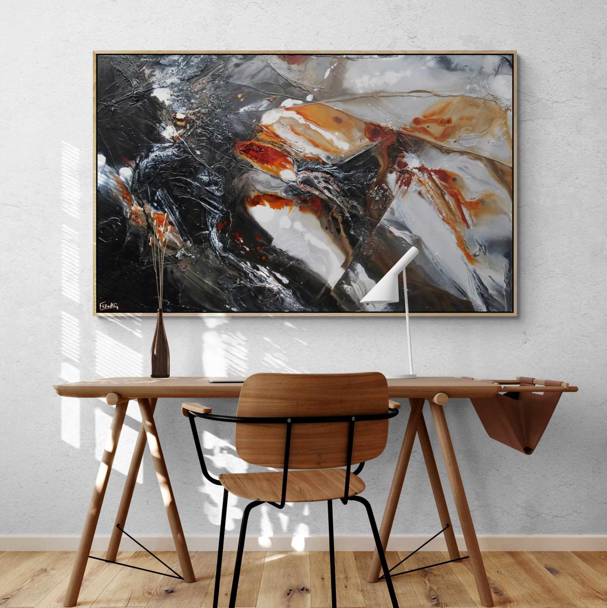 Rusted Sugar 160cm x 100cm Black Grey Rust Textured Abstract Painting (SOLD)-Abstract-[Franko]-[Artist]-[Australia]-[Painting]-Franklin Art Studio