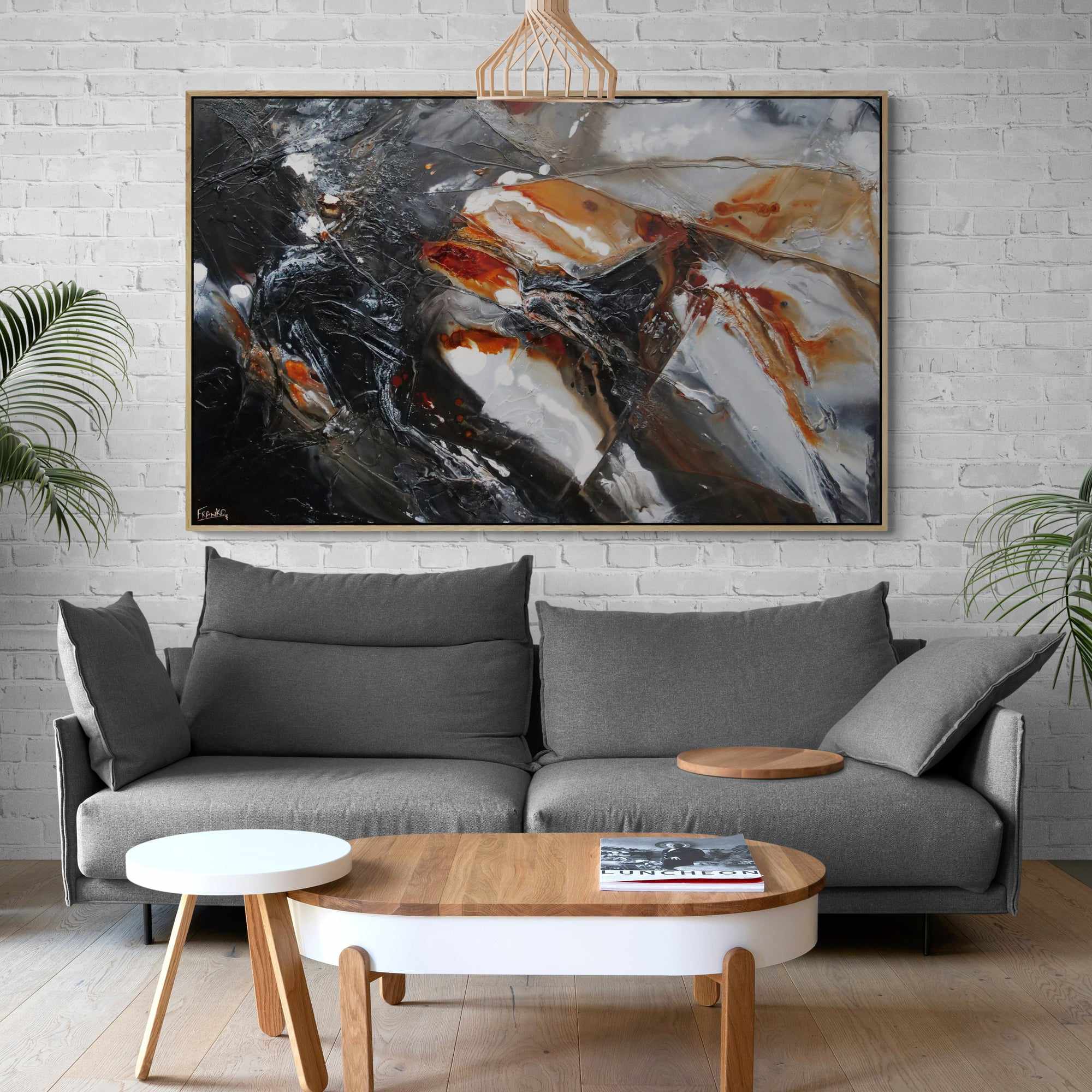 Rusted Sugar 160cm x 100cm Black Grey Rust Textured Abstract Painting (SOLD)-Abstract-Franko-[huge]-[Australian]-[best Selling]-Franklin Art Studio