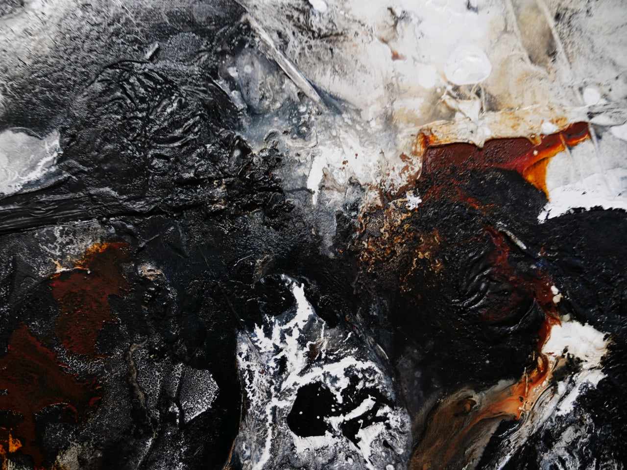 Rusted Tectonic 200cm x 80cm Black Rust Textured Abstract Painting (SOLD)