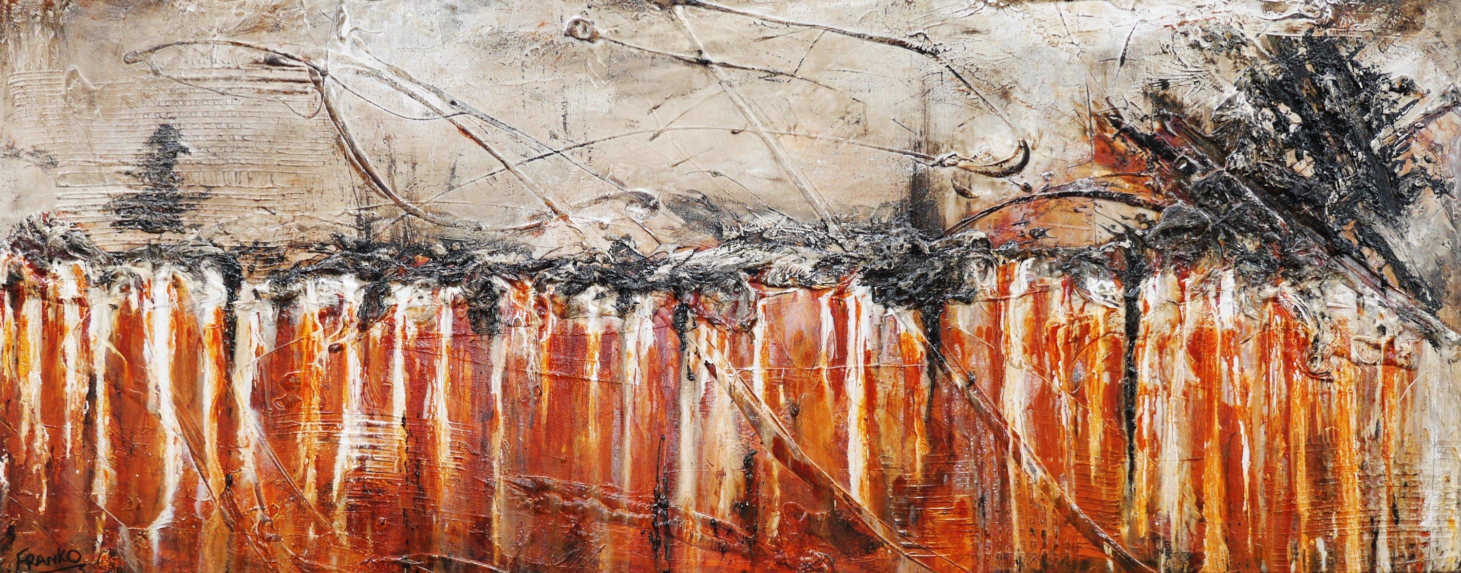 Rusted Times 200cm x 80cm Brown White Abstract Painting (SOLD)