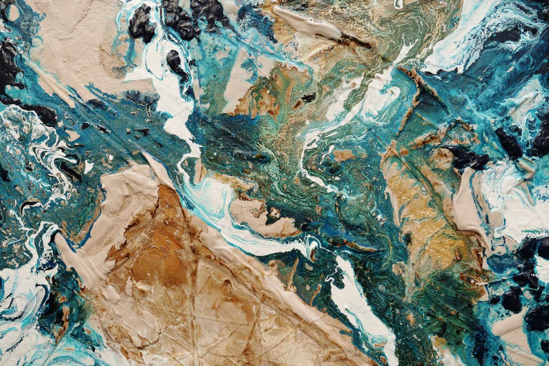 Rusting Honey 240cm x 100cm Rust Teal Textured Abstract Painting (SOLD)