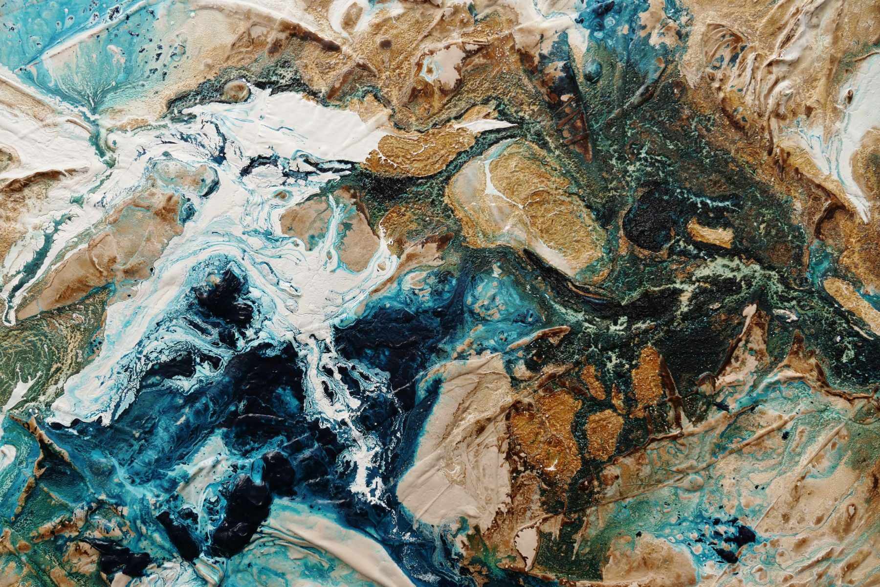 Rusting Honey 240cm x 100cm Rust Teal Textured Abstract Painting (SOLD)