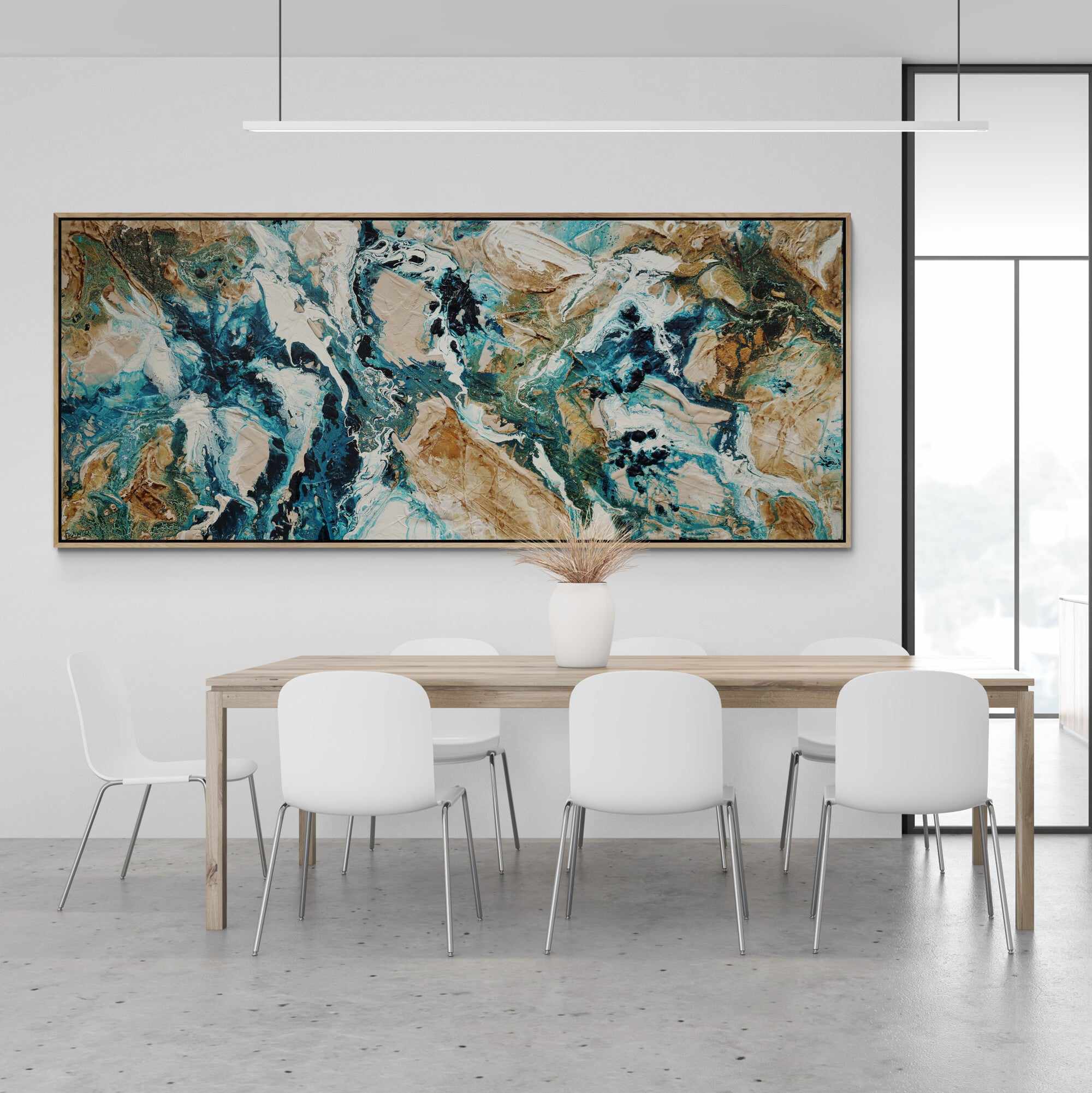 Rusting Honey 240cm x 100cm Rust Teal Textured Abstract Painting (SOLD)-Abstract-Franko-[Franko]-[huge_art]-[Australia]-Franklin Art Studio
